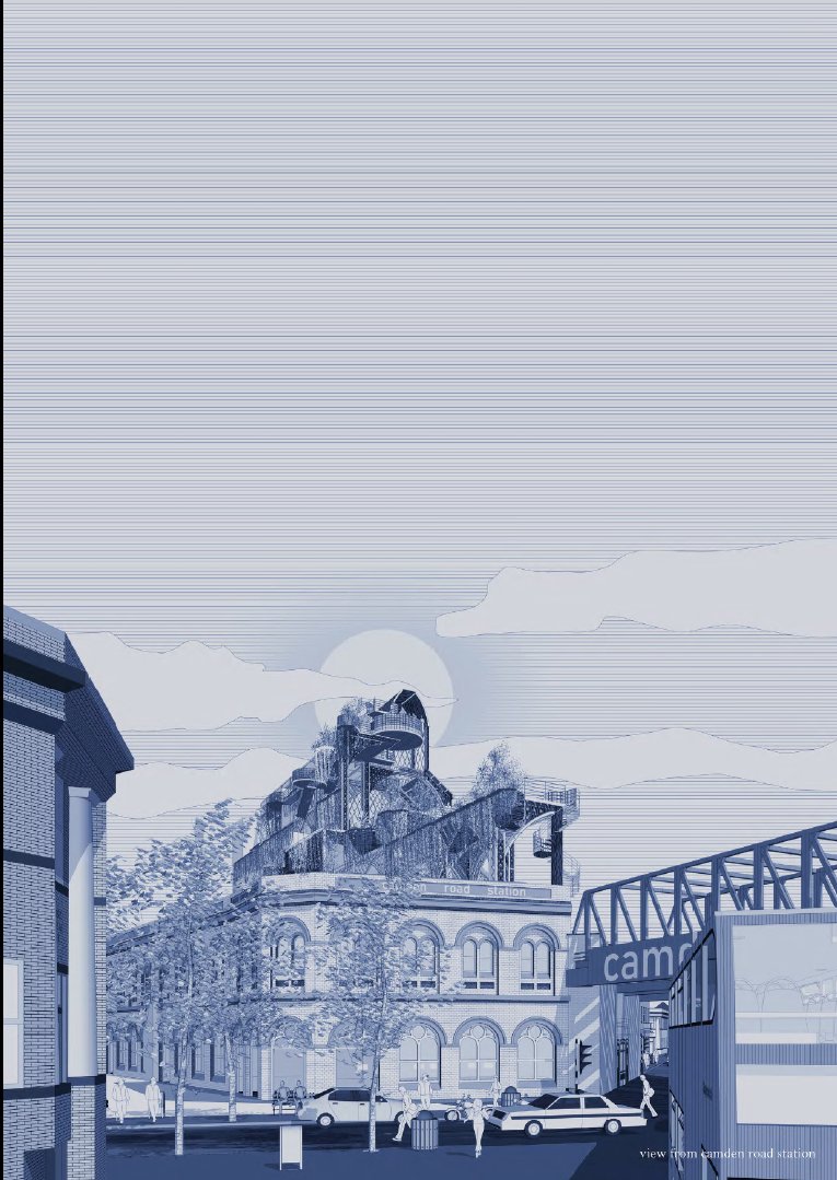 CamdenHighline's tweet image. Shuwei Du @dushewei proposes a mushroom farm that would allow the community to harvest oyster mushrooms in a forest-like structure above the roofs of the city🍄

#bartlettschoolofarchitecture