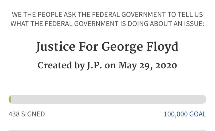 filmcal's tweet image. hey in addition to signing the multiple changedotorg petitions please sign this one as well. if it reaches 100,000 in 30 days it will be addressed in some form by the us government directly. #blacklivesmatter #georgefloyd  petitions.whitehouse.gov/petition/justi…