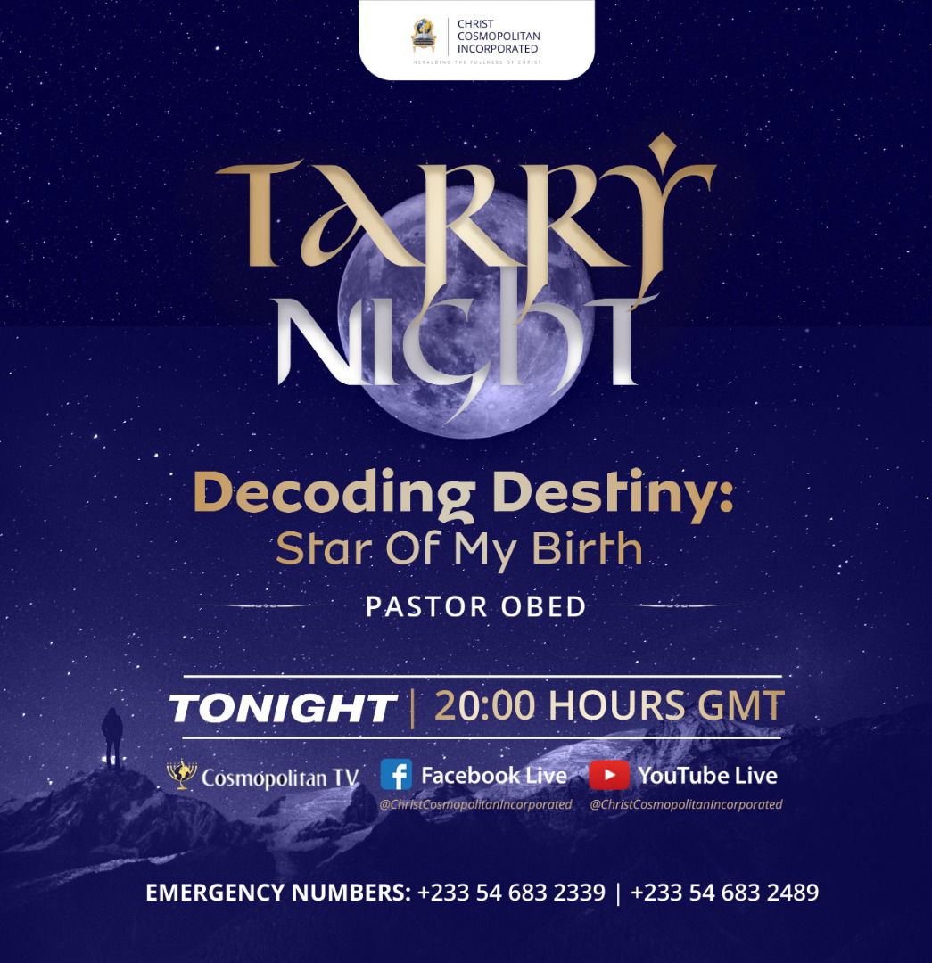 WSchecks's tweet image. We gather as one family at 8PM as we take flight in the spirit at TARRY NIGHT
Make a date with us tonight as Pastor Obed helps you to Decode Your Destiny by the Star of Your Birth.
Join us ONLINE &amp;amp; on COSMOPOLITAN TV
GOD BLESS YOU
#ThePastorObed
#CCIWithoutWalls
#TarryNight
