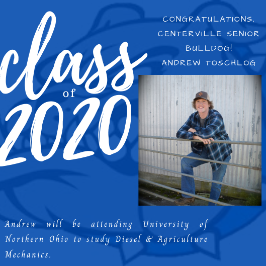 #SeniorSpotlight
Congratulations, Andrew! Thank you for all of your hard work these past four years! We are so proud! Best wishes to you and all of your future endeavors! @mmccoypal @CentervilleSupt <a href="/Thollendonner/">Tim Hollendonner</a>