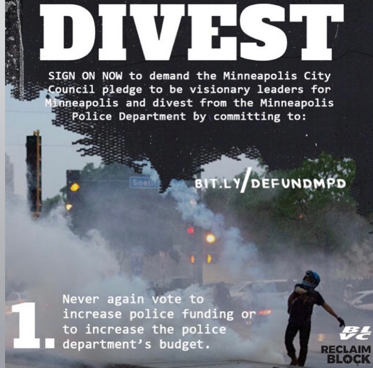 Support the  @MNFreedomFund  @reclaimtheblock  @BlackVisionsMN  @MPD_150 and their call to defund Minneapolis Police Department here:  http://bit.ly/defundmpd 