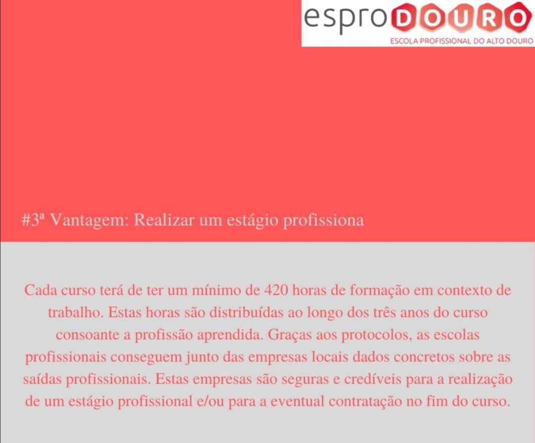 esprodouro's tweet photo. Aqui tens mais duas vantagens de frequentares um curso profissional. https://t.co/Z2npowg4DL