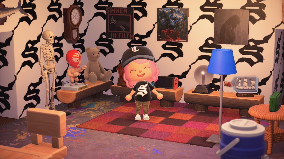 sinnercult's tweet photo. For any fans that are playing Animal Crossing, grab your very own Sinner shirt with the QR code ! Your villagers will think your super rad https://t.co/GzDfHlmfHm