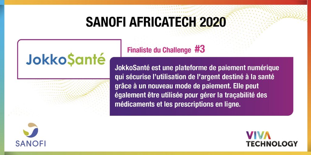 Very proud to be among <a href="/VivaTech/">VivaTech</a> <a href="/sanofi/">Sanofi</a> #africatech finalists. Innovative financing for #health is key to tackle NCDs and #Covid in LMICs #Senegal #coronavirus