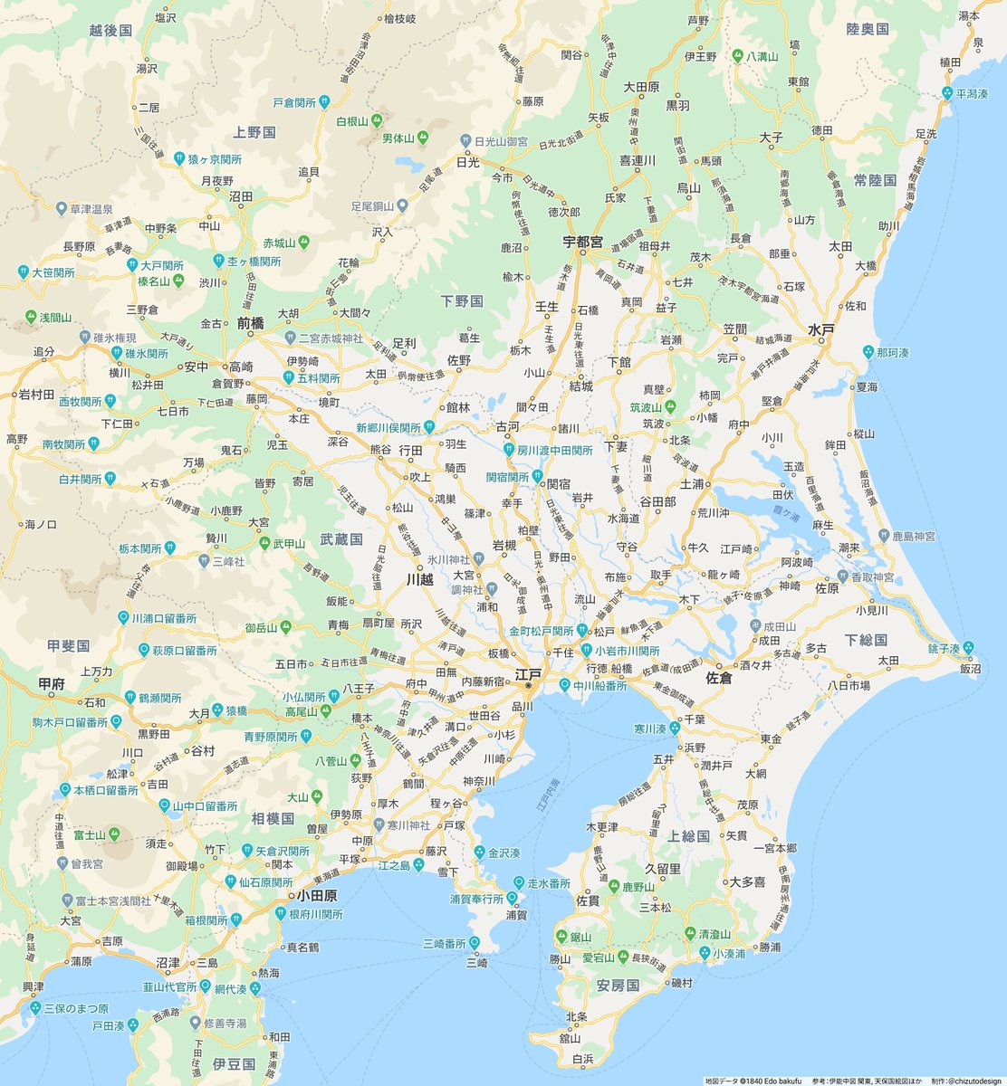 江戸時代の関東周辺はこんな感じ Googleマップ風地図完成 話題の画像プラス