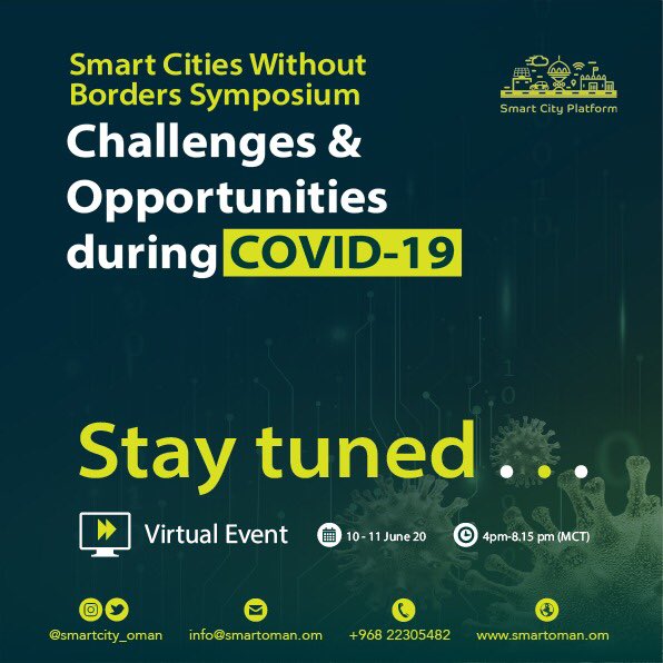 ندوة مدن ذكية بلا حدود - التحديات والفرص خلال جائحة #كوفيد_19  ✨

انتظرونا قريباً..

📍 عبر الإنترنت
🗓 ١٠-١١ يونيو ٢٠٢٠م
⏰  4:00 - 8:15 مساءً

#SmartCitiesWithoutBorders