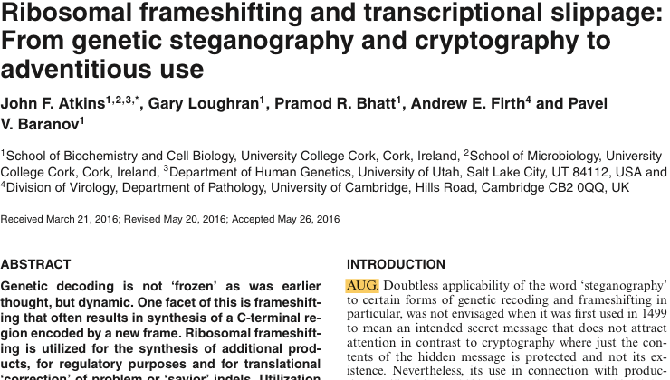 How cute is to start  paper or #ribosome frameshifting with an 'AUG' codon