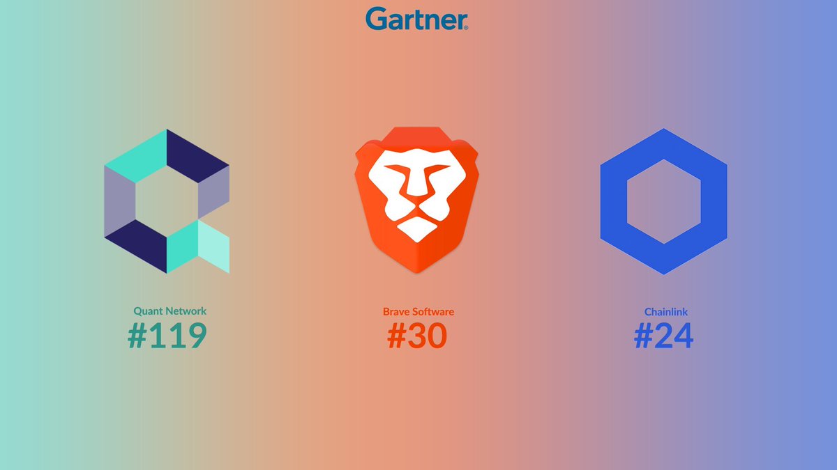 22/ Furthermore, Quant is acknowledged by Gartner as a Cool Vendor in Blockchain technology. Chainlink (2018) and Brave/BAT (2017) are the only other winners in the cryptoworld. Gartner is huge in the enterprise world and introduced many clients to Quant.