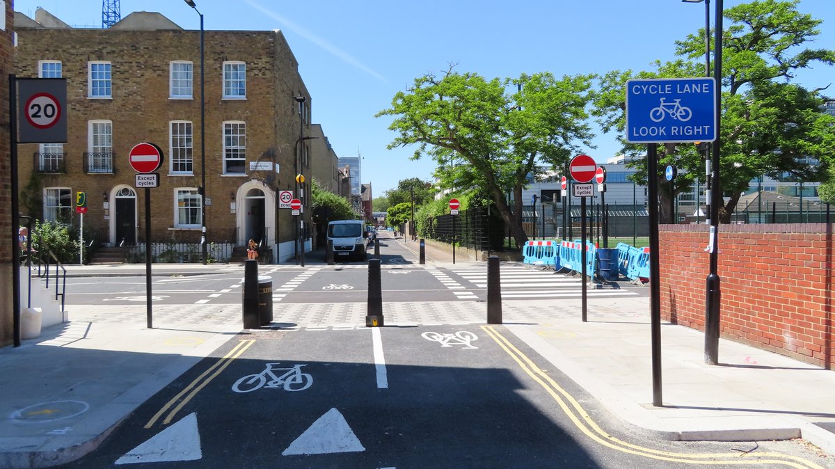 I like the crossing by the nursery and that it also includes the cycle track. The parallel crossing at Dunloe street is also excellent. That used to be a terrible "cut out the traffic lights" rat run from Hackney Road