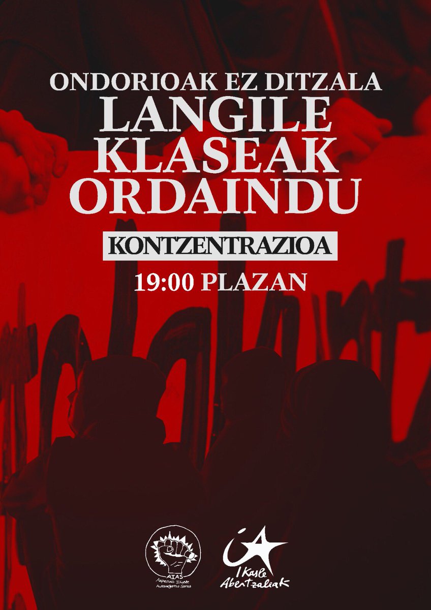 Gaur zazpiretan kontzentra plazan!!! Gerturau!✊🏽