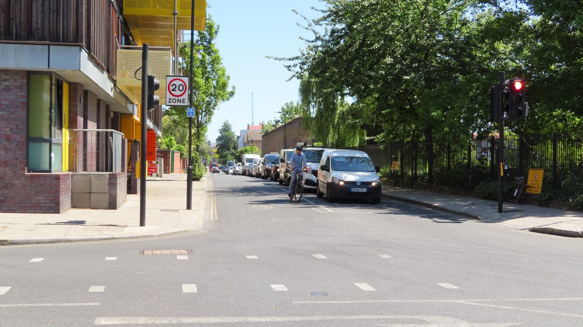 Also the very first thing I saw when I got there was this parent and their cycling on the footway on the Whiston Road "Quietway" before using the cycle track on Queensbridge road. I don't blame them - it was packed with motor traffic, like it always is!