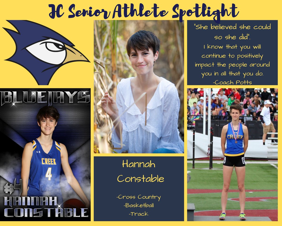JohnsonCreekSD's tweet photo. Today's JC Senior Athlete is Hannah Constable.  She has earned 12 varsity letters. is a 3 time medalist at the State CC meet, was conference track POY, as well as a 4 time State Champion in track.  The list goes on. Hannah has had a very bright HS career.  #GOJAYS! https://t.co/SQde0qO5CJ