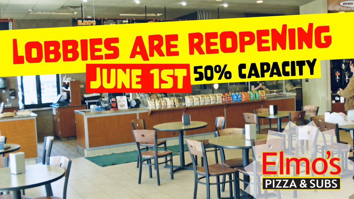 We’re opening up our lobbies again! Come stop by this Monday, June 1st!