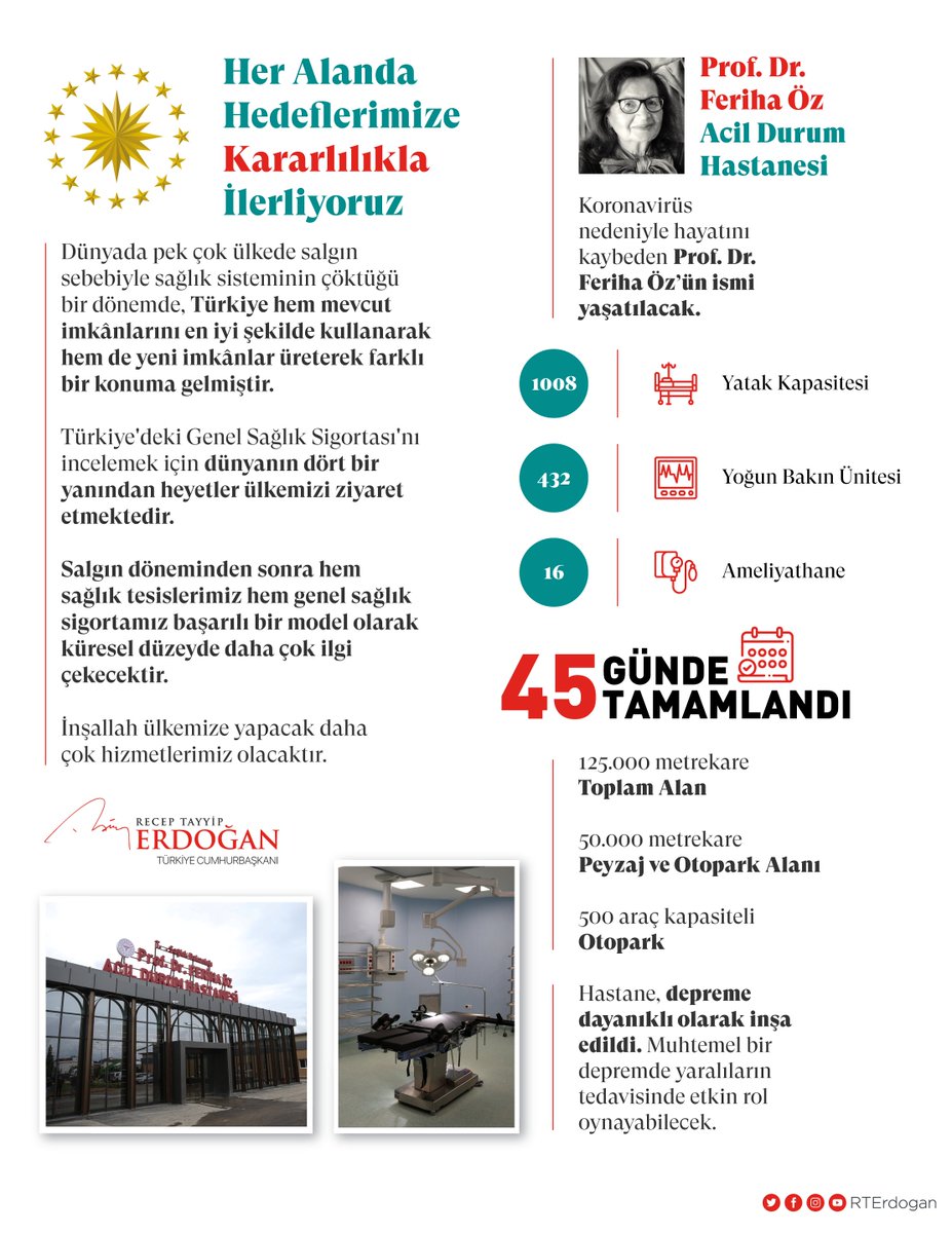 Türkiye hem mevcut imkânlarını en iyi şekilde kullanarak hem de yeni imkânlar üreterek sağlık alanında farklı bir konuma gelmiştir.

Ülkemiz her alanda hedeflerine doğru kararlılıkla ilerlemektedir.
