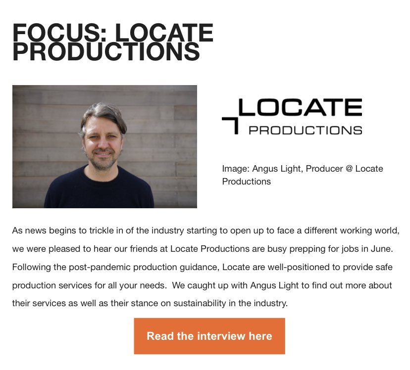 Head over to <a href="/AssocPhoto/">The AOP</a> website to check out their interview with Locate Co-founder, Angus Light, where they talk all things production, locations, sustainability and preparing to provide safe production services.
#production #photography #filming #shoot #onlocation #locations