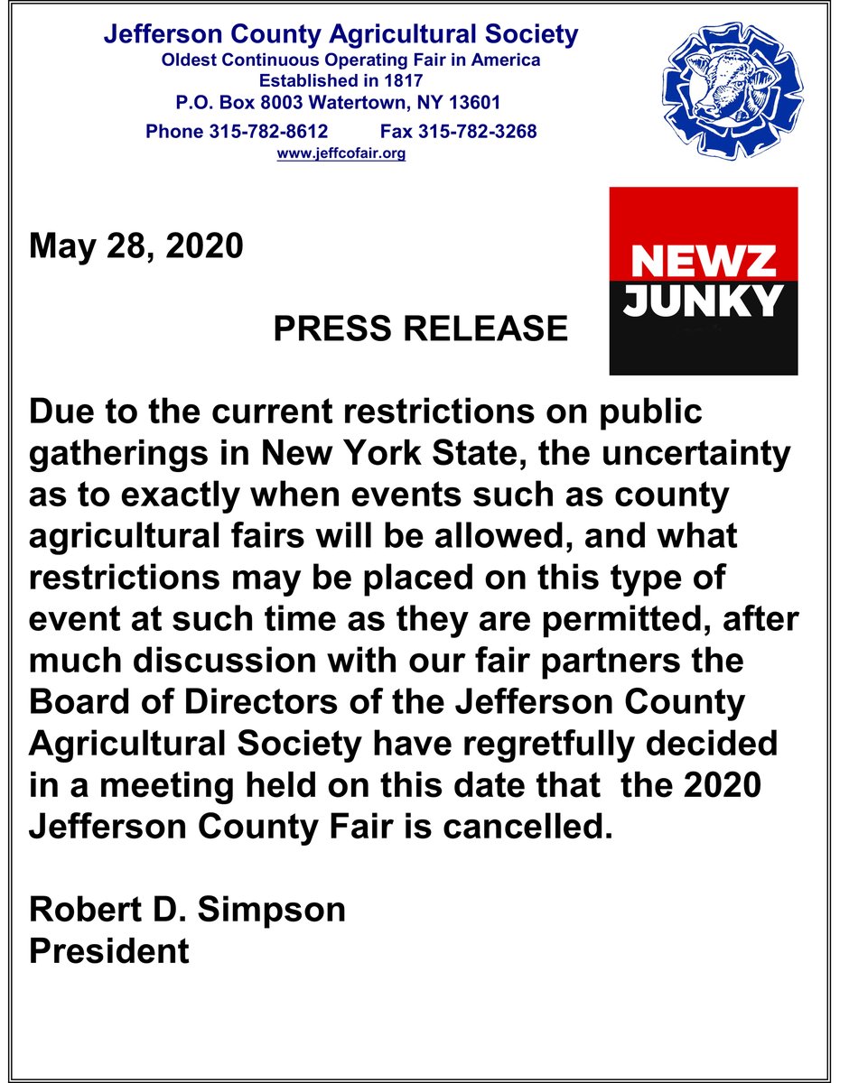 Jefferson County Fair CANCELED newzjunky.com