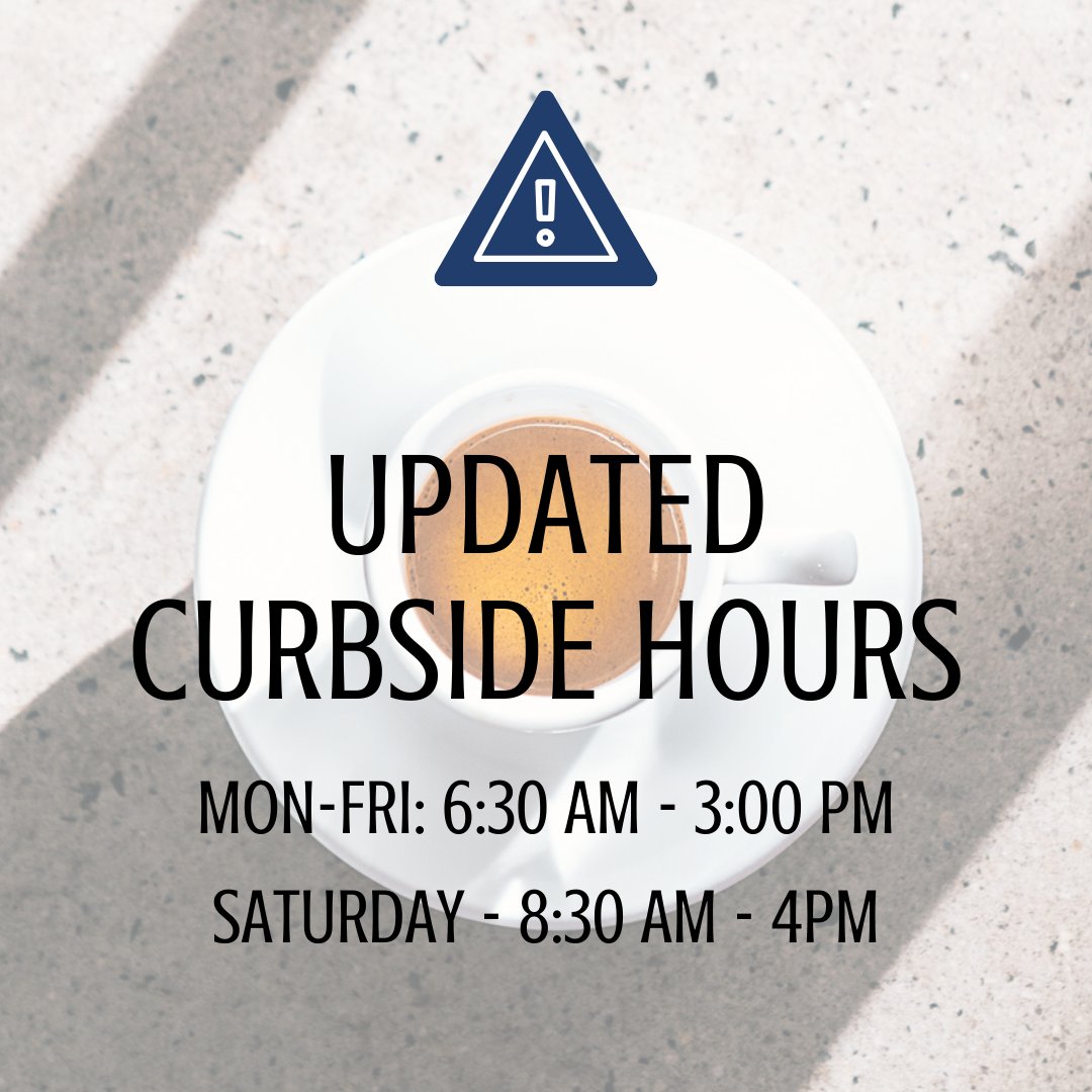 Starting next Monday, June 1st! If you're still commuting to work, stop in for your morning coffee and a treat from Bex Kitchen @BexKitchen  😃☕🥐 We will also be open Saturdays! (starting next week)