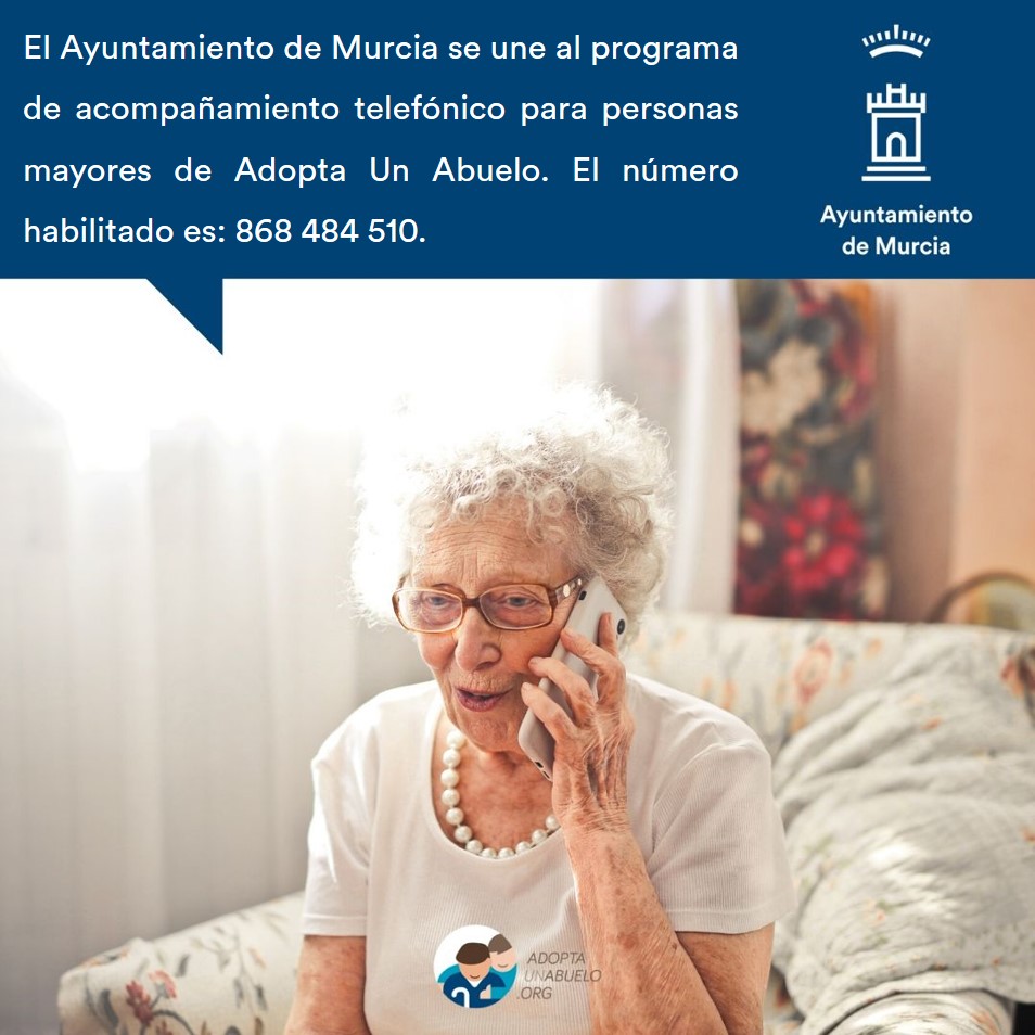 AytoMurcia's tweet photo. ❤ Nos unimos al programa de acompañamiento telefónico para personas mayores.
Participa como voluntario 'Adoptando un Abuelo'.

🔗 Para formar parte solo tienes que registrarte en el siguiente enlace: https://t.co/2OadOedWUB

#MurciaResponsable
#AdoptaUnAbuelo https://t.co/D3se7X16d2