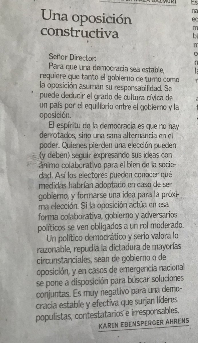 Dejo reflexión : Una oposición constructiva :