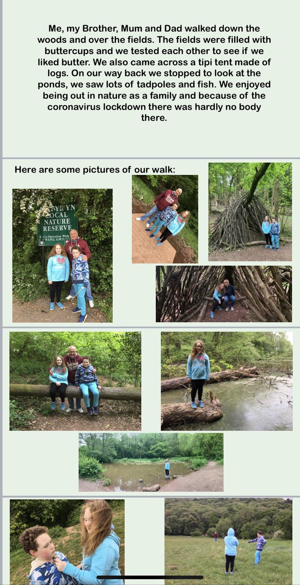 MrsMorrisnhs's tweet photo. Lovely to hear from Lucy @NhsYear8 who completed a walk with her family for the 1k to 10k challenge and then wrote about it in a PowerPoint. Da Iawn!!! Lovely to get out and explore during lockdown #keepfitstayfitmindfit #familytime #challenge https://t.co/hUUc0BMQzH