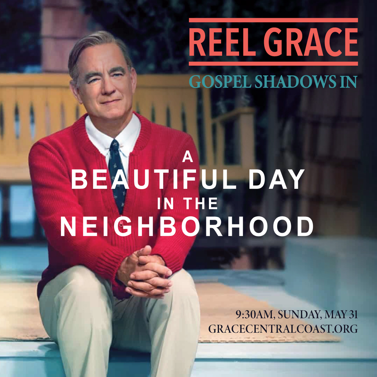 GraceCCoast's tweet photo. REEL GRACE IS THIS SUNDAY!
We're back with our Summer series looking at popular movies and how we can find glimpses of the Gospel in them. Take time this weekend to watch the movie, then tune in Sunday as we worship and discuss "A Beautiful Day in the Neighborhood."

#shareslo https://t.co/VxTOl0r05s