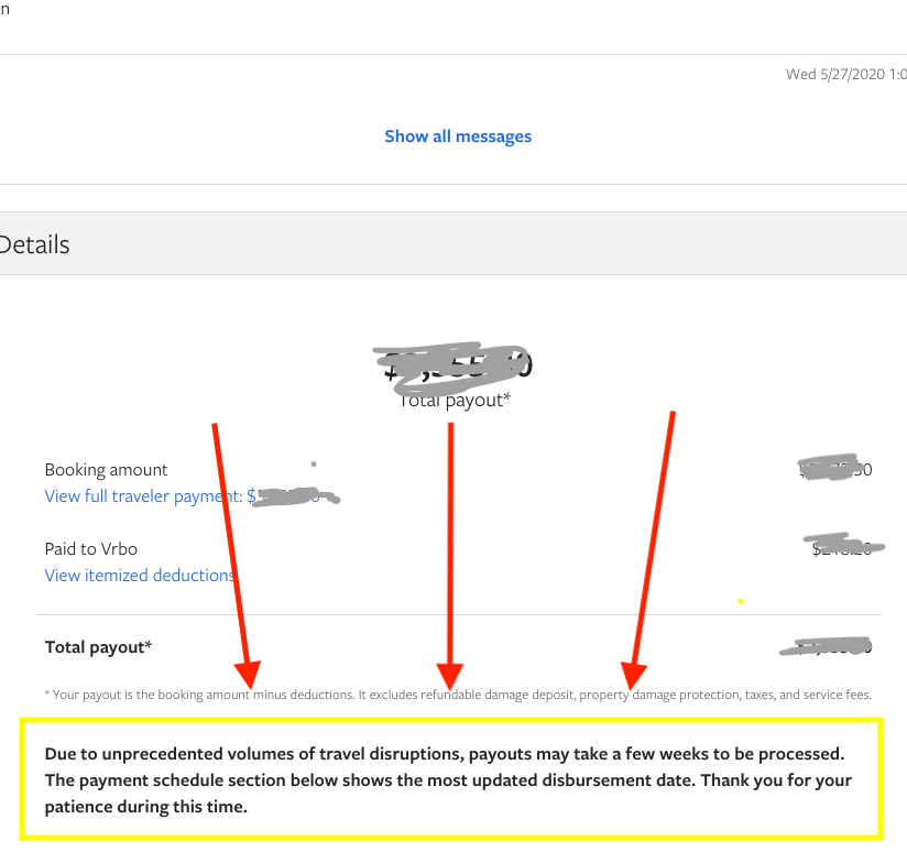 Hey <a href="/vrbo/">Vrbo</a> - I call 'foul' on this lame excuse.  There is simply no way it takes 3 weeks to process a payment from a renter and deposit it to our account.  You're holding our money for your own good.  Pretty slimy. Customer paid 5/21, you say it will deposit to my account 6/11.