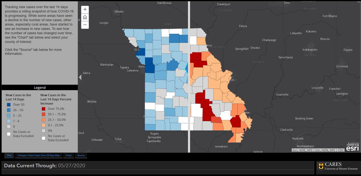 A new tracking tool developed at <a href="/Mizzou/">Mizzou</a> provides a continuously updated 14-day snapshot of new cases of COVID-19 in every county in the nation, helping the public monitor trends in cases as local stay-at-home restrictions are lifted. Read more. ow.ly/kfuZ50zSWpm