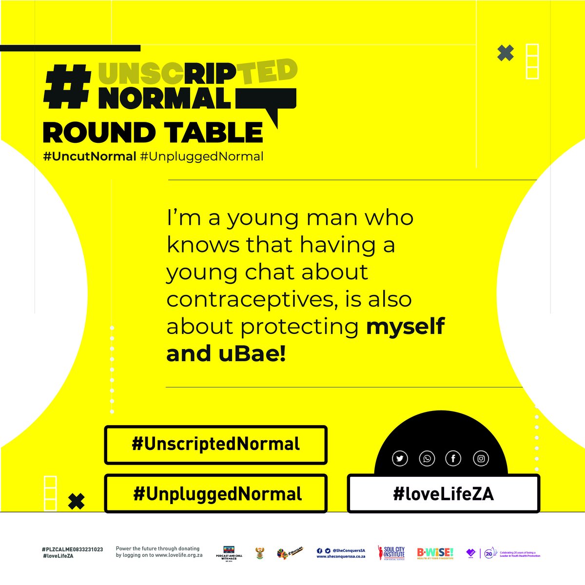 loveLifeNGO's tweet photo. 🗣🗣Don't be that guy, that talks about having it ka nama, then panics and gets laughed at when you have impregnated your girl! 🤭
Skaba dom! Lata diCondom😎 (ko clinic-ing)! Normalise talking about contraceptives nama gents!🙌🏽😉
#UnscriptedNormal
#UnpluggedNormal
#loveLifeZA https://t.co/xWk1F7Wp7q