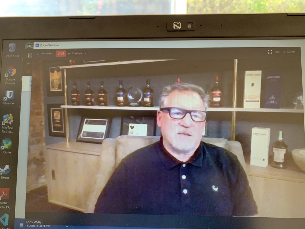Winbeebee's tweet photo. Our own @TheWhiskyMaker talking about exciting new products on this inaugural #2Macs&Dram webinar Sharing the floor with world experts. @HectorMcBeth @GuyMcDonald @richardmrushton @FionaMcDonaldSA It’s whisky time!! https://t.co/Oo3FFbvOQw