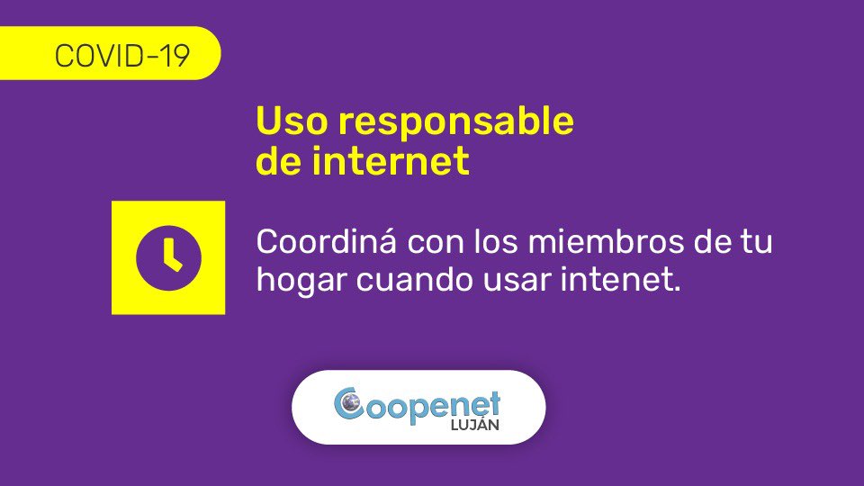 CoopenetLujan's tweet photo. #UsoResponsableDeInternet
✅Coordiná con los miembros de tu hogar cuando usar internet. https://t.co/AWXJ3m5UhV