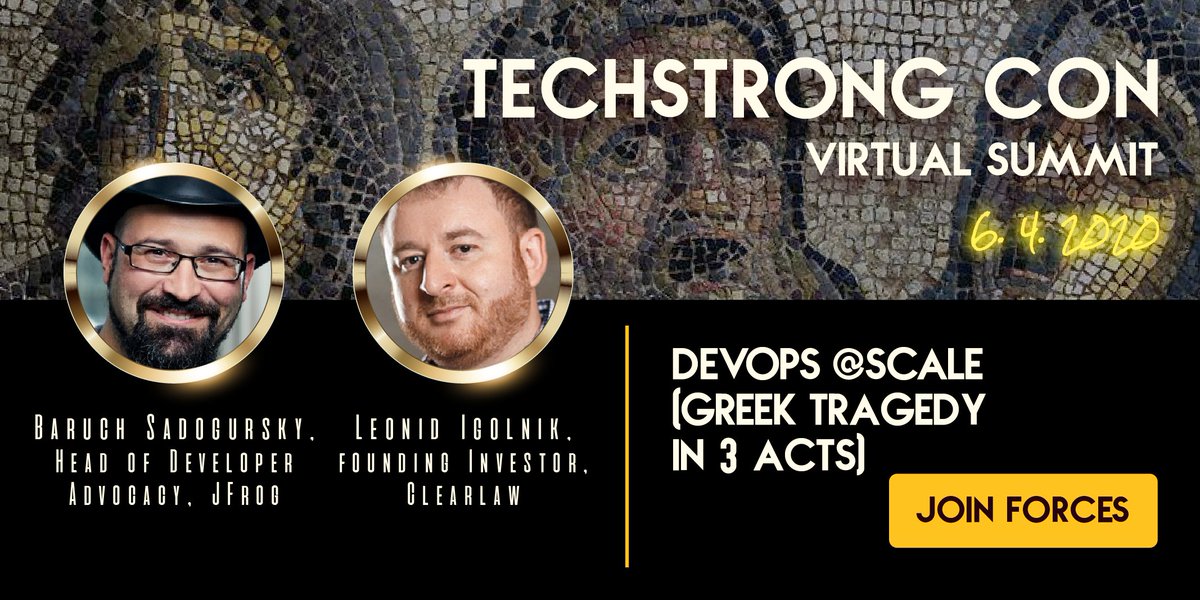 devopsdotcom's tweet image. #TechStrongCon welcomes @ligolnik, VP of engineering @signalfx, for a presentation on #DevOps at scale (A Greek Tragedy in 3 Acts) from 12:15PM-1:15PM ET on June 4th. Join Leonid along with the industry&apos;s best and brightest for free here: bit.ly/2ZGLJyP #DevOpsAtScale