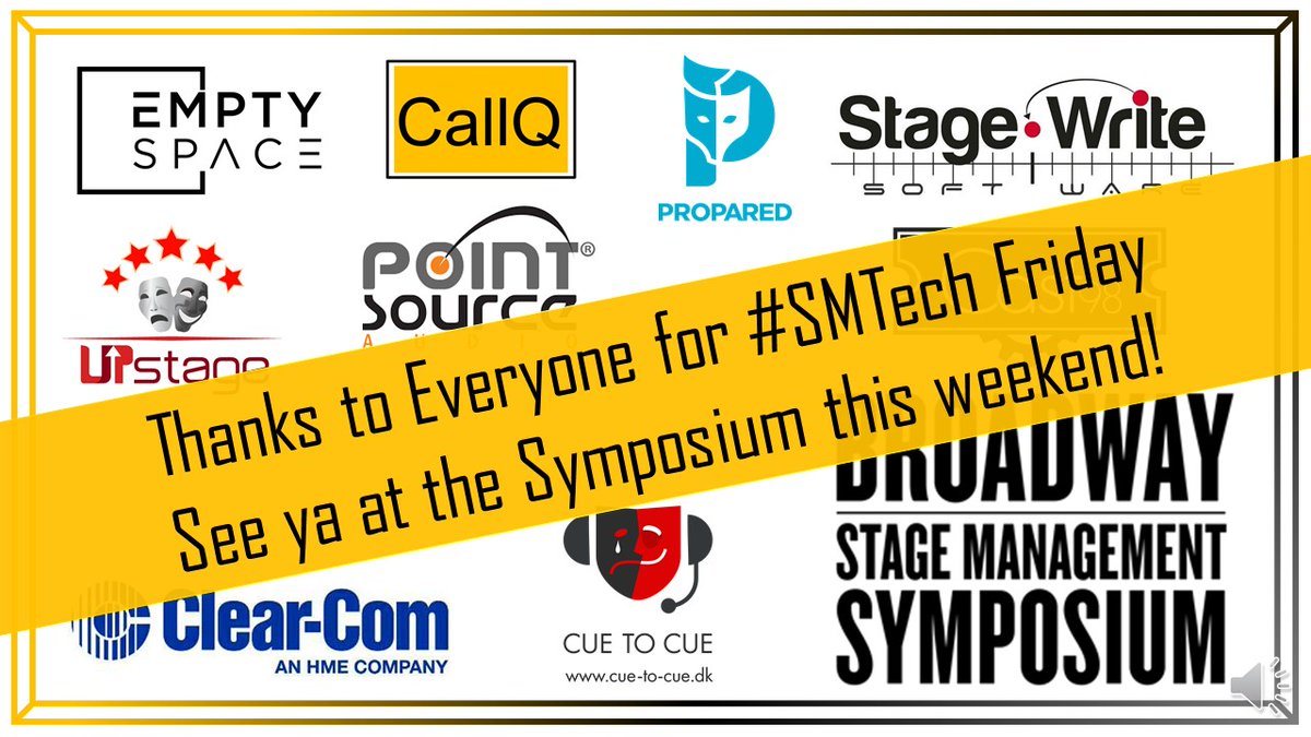 BroadwaySym's tweet photo. The last #smtech fri pre-symposium is today. Thank you to everyone who joined us around the world &amp; our great partners @EmptySpaceTech @propared @CallQ14 @StageWriteApp @CueToCueSupport @clearcomsystem @PSA_audio @theaterprogram @tanyagillette 
#stagemanager #stagemanagement https://t.co/pCSwDGHMmW