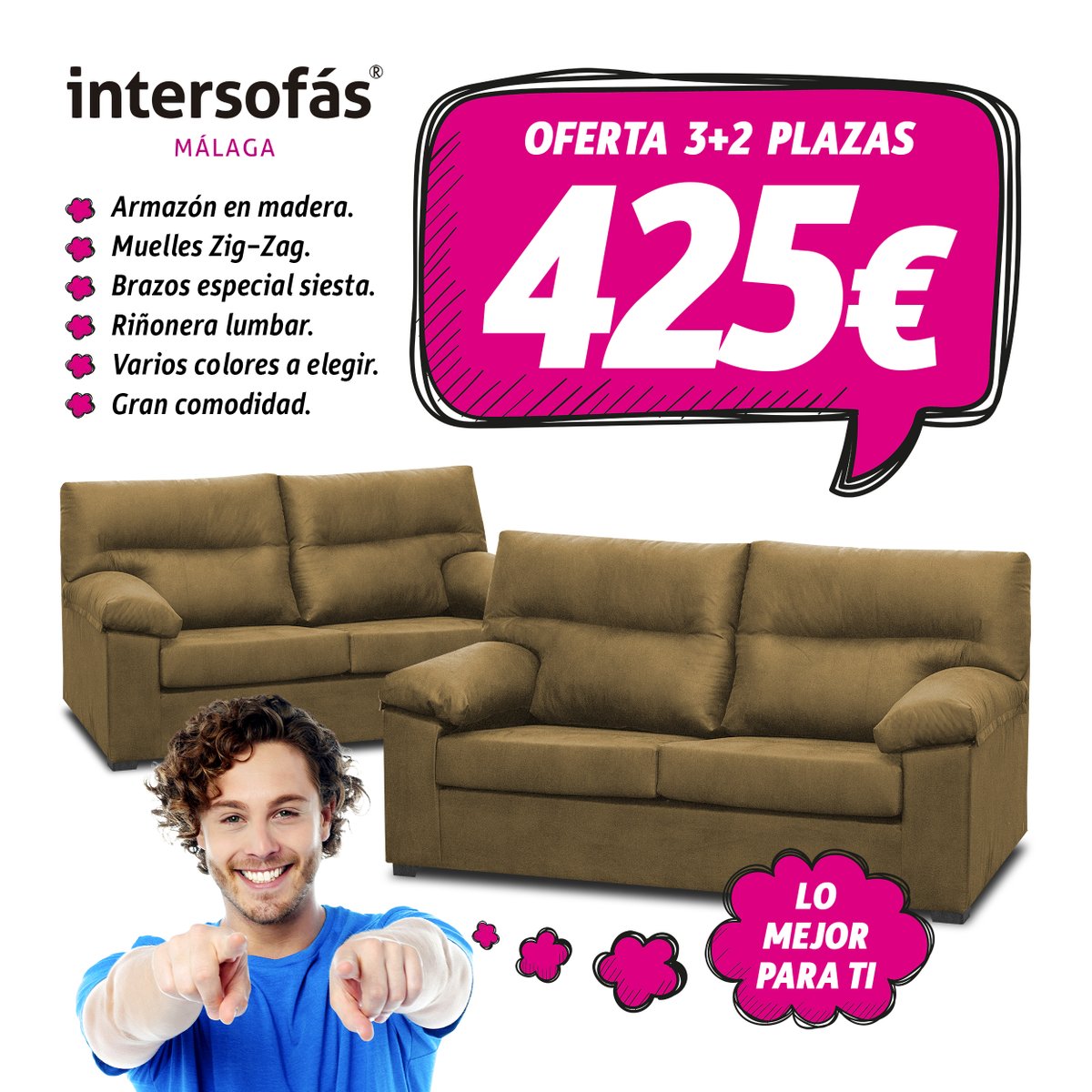 Intersofas_MLG's tweet photo. 💸 En #Intersofás® #Málaga bajamos los precios: Llévate en promoción este confortable conjunto de #sofás 3+2 plazas de calidad en varios colores a elegir por tan solo 425€. Más promos en https://t.co/SkV0bndsnH https://t.co/gUVHZRB3GJ