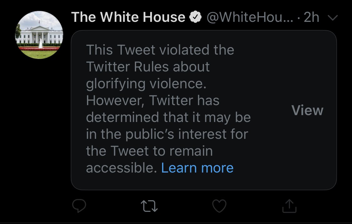 michaeljknowles's tweet photo. Twitter is now censoring the White House. Is that how political power and speech should work in this country? https://t.co/7ODxbvaLNT