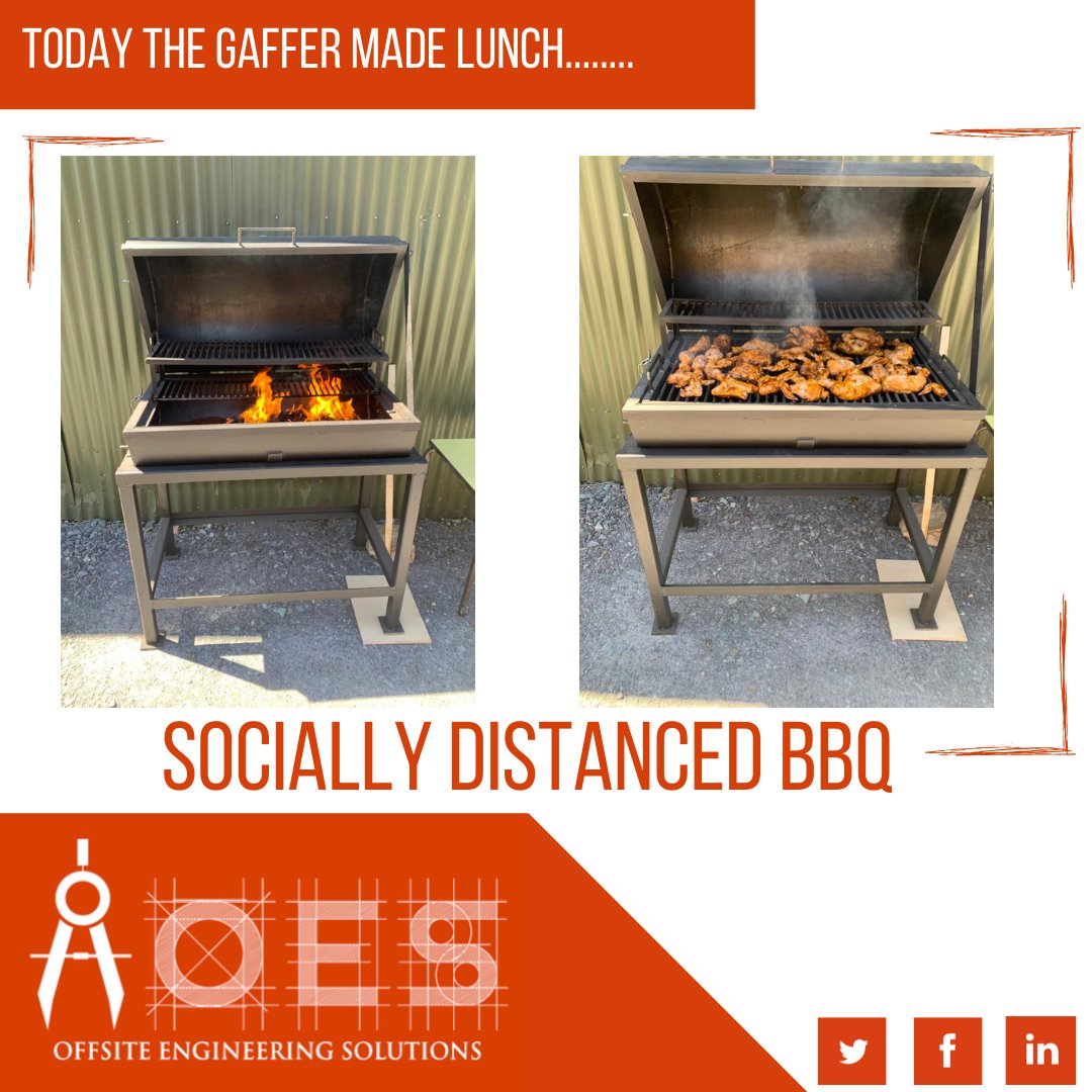 OffsiteEnginee1's tweet photo. The SUN is shining today at our #factory in the #BlackCounty so the gaffer is putting on a #socially #distanced #bbq for the workers!
#OES #Offsite #lunchtime #allthechicken #yummy #prefabrication #pipework #prefab #risers #modules #plantrooms #construction #offsiteengineering https://t.co/n6HxVLH5bg