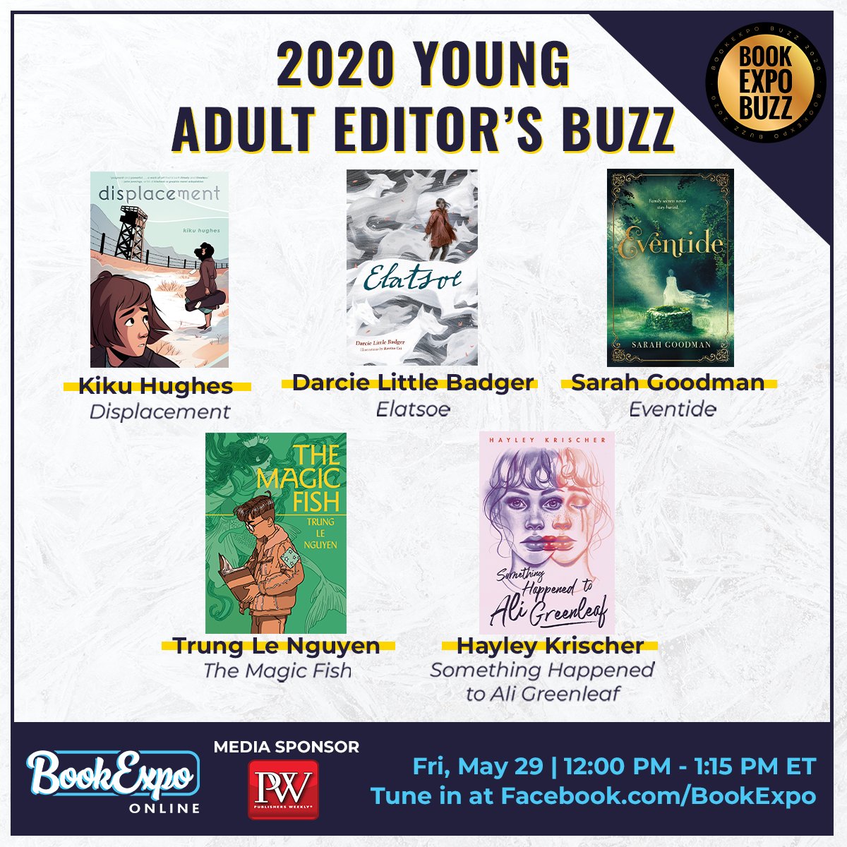 We're live with our Young Adult Buzz titles! Head over to Facebook.com/BookExpo/live to watch now. #BookExpoOnline