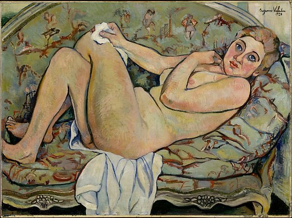 After a string of affairs with much younger men, Valadon finally divorced Moussis in 1913. She married the 24 year old painter André Utter the following year. Valadon and Utter regularly exhibited work together until the couple divorced in 1934.