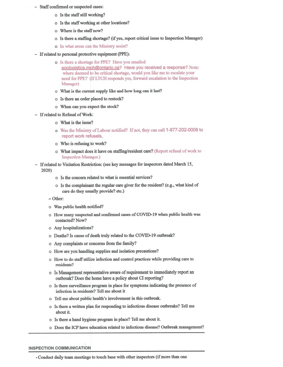 #NEW: Internal docs from the Ministry of long-term care obtained by @globalnews show the gov't suspended proactive & follow up inspections of facilities in March instead moving to an 'outreach' model #COVID19 #Onpoli