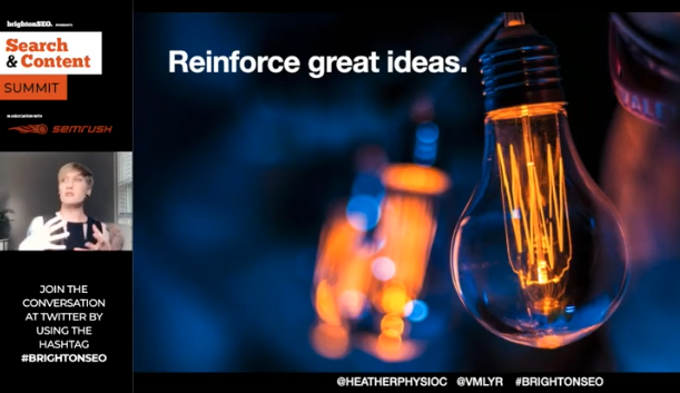 semrush's tweet photo. Benefits of a collective culture & team crowd sourcing:
- uses the strengths of the many
- can shift work up & down depending on workload
- gets more done faster
- reinforces great ideas
@HeatherPhysioc #brightonSEO #SearchAndContentSummit https://t.co/aL4kYESUlA