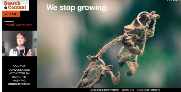 semrush's tweet photo. Purely solitary work, not working with others or a team, stunts our growth and stunts the team's growth. @HeatherPhysioc #brightonSEO #SearchAndContentSummit https://t.co/wz6sMqH3qA