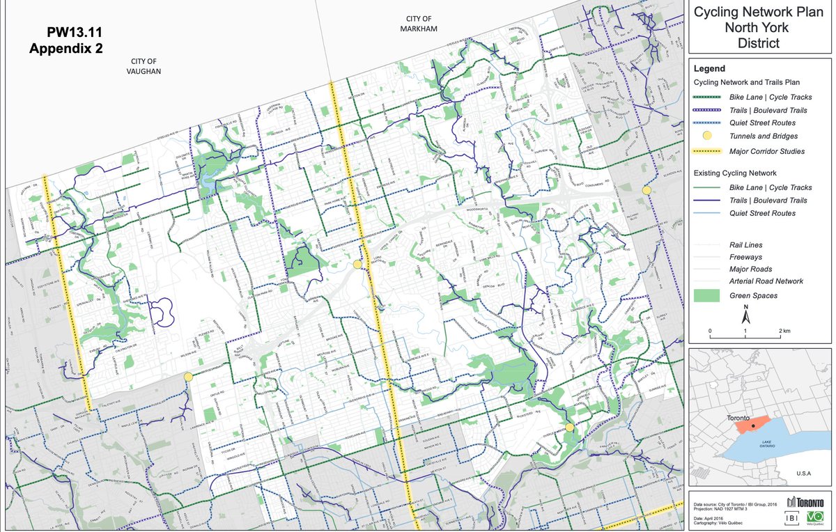 JaredKolb's tweet image. 2/ Take the 2016 bike plan, a multi-year study produced by city staff. While there were notable gaps, the plan proposed a city-wide #MinimumGrid along major corridors, along with a significant increase in infrastructure funding.