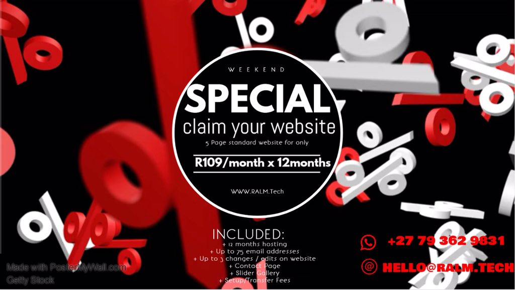 KaasLaam's tweet photo. Are you a #kasiStartup? Do you find websites mumbo jumbo & hosting stuff too expensive or even confusing?
Partner with the geeks at @RALMTech , making #kasinomics #techSavvy for close to 20yrs
Here’s their weekend specials #FB https://t.co/XkQJ4SM9hI