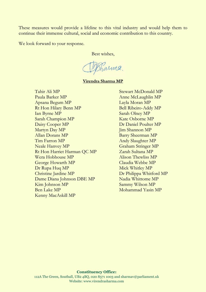 Pleased to add my name to this letter calling for the Chancellor to extend #coronavirus business support measures to help events caterers. The cost of this would be nothing compared to the cost of bankrupt businesses, unemployed workers and lost tax revenue.