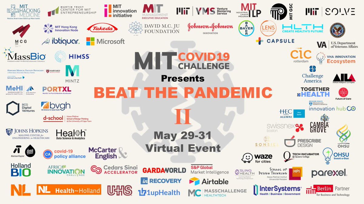 MITvsCOVID19's tweet photo. We are getting ready to kick off our next event, Beat the Pandemic II, today at 7 PM EST! We will hear from keynote speakers @drhew, @Fiona_MIT, and @edyson, and welcome an amazing crowd of >1800 participants including 40 returning teams from Beat the Pandemic I! https://t.co/rdKpyhrLED