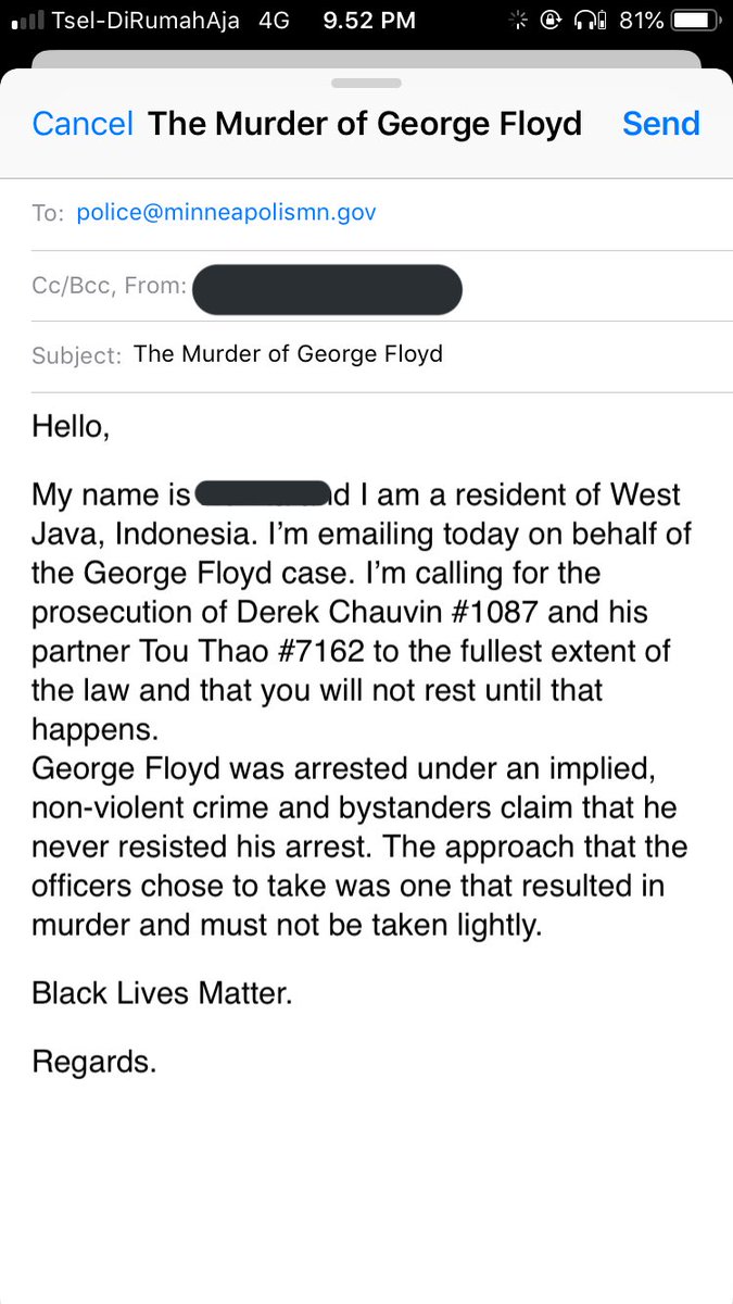 Nura Sur Twitter Hello My Name Is And I Am A Resident Of I M Emailing Today On Behalf Of The George Floyd Case I M Calling For The Prosecution Of