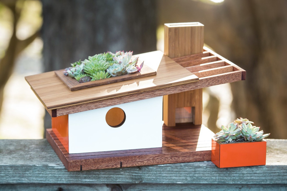 Architecturally Inspired Mid Century Modern Style Bird Houses. 