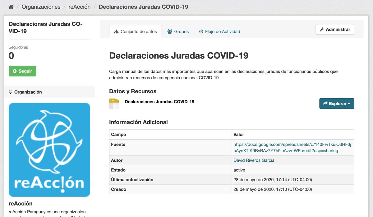aerostatico_Dd's tweet photo. 🔍Necesitan #datosabiertos de #DeclaracionesJuradas @contraloriapy?
👨🏻💻Levantamos versión prueba del Portal #DatosAbiertosPY. El 1er. dataset sobre #DDJJ #Paraguay!
Horas @reAccionpy cargando manualmente partes de DDJJ que pueden descargar y analizar!
🇵🇾https://t.co/l7UBfoVWrN https://t.co/UHOERYyhMl