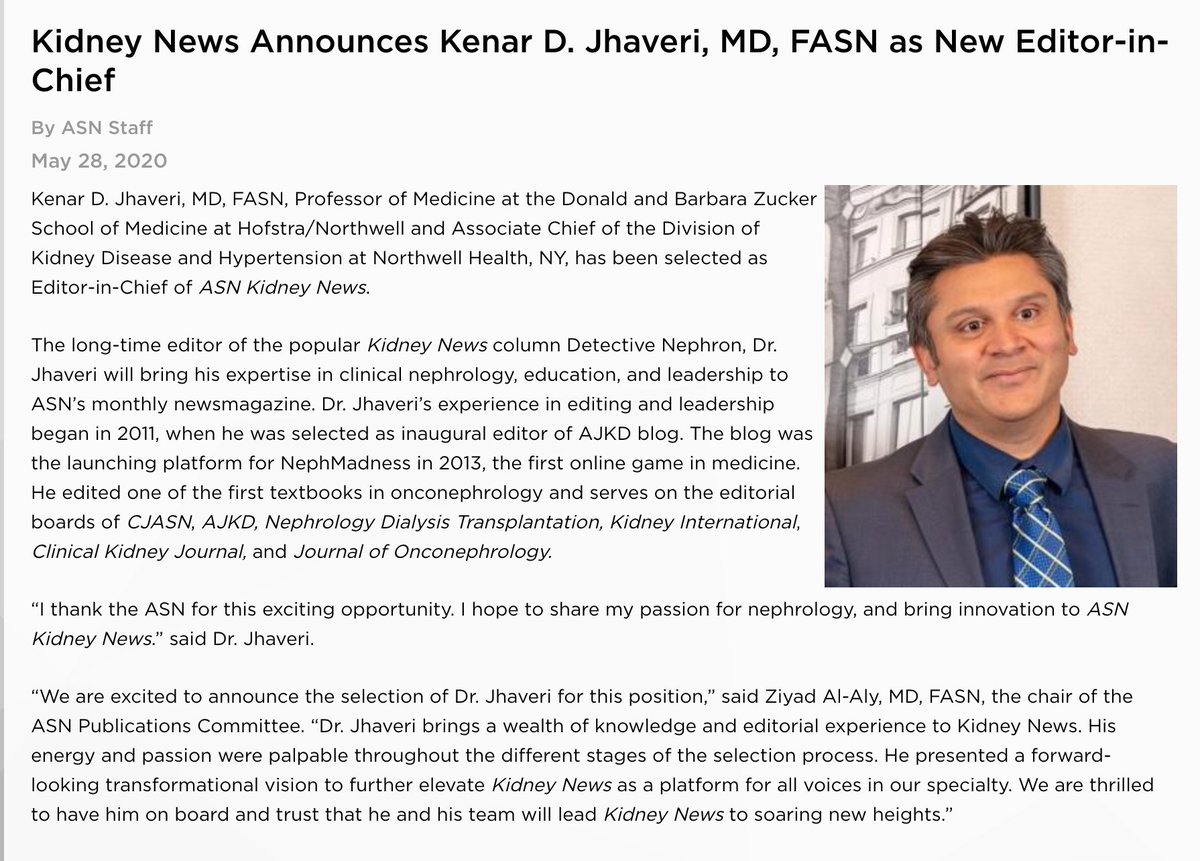 zalaly's tweet image. Delighted to share this announcement @ASNKidney @KidneyNews 

Congratulations @kdjhaveri 
And thank you @kidneybiz 

kidneynews.org/careers/in-pra…