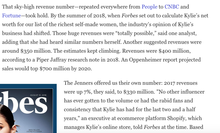 MattZeitlin's tweet image. (to be fair to Forbes, they didn't take Kylie's revenue estimates at face value at first but then the rest of the industry got on board)