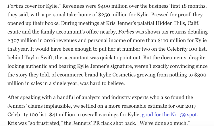 MattZeitlin's tweet image. (to be fair to Forbes, they didn't take Kylie's revenue estimates at face value at first but then the rest of the industry got on board)
